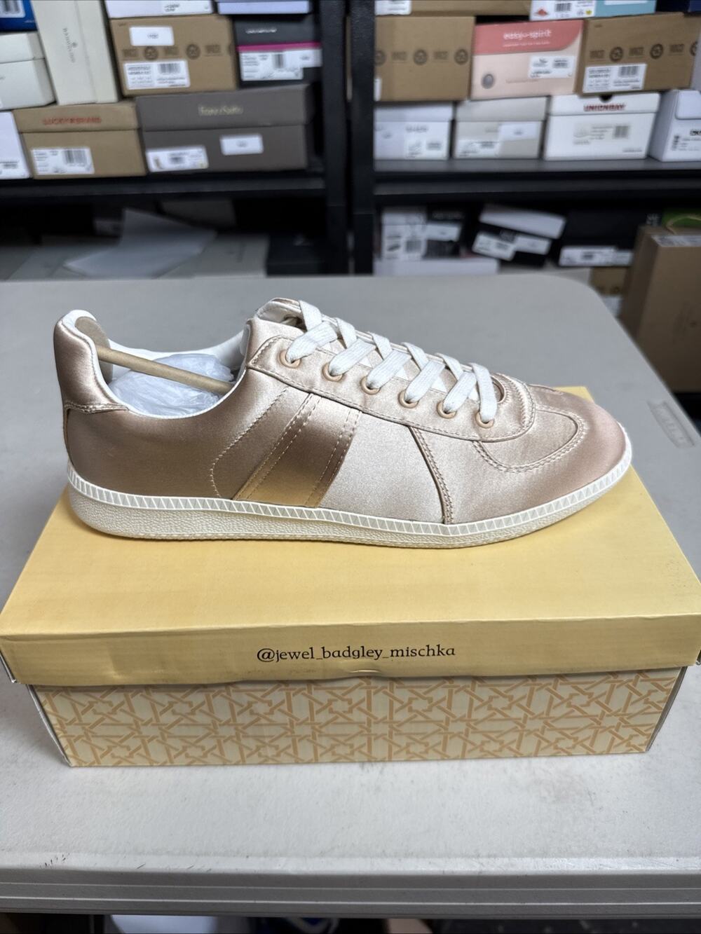 Women's 10 Jewel Badgley Mischka Imara Nude Sneaker
